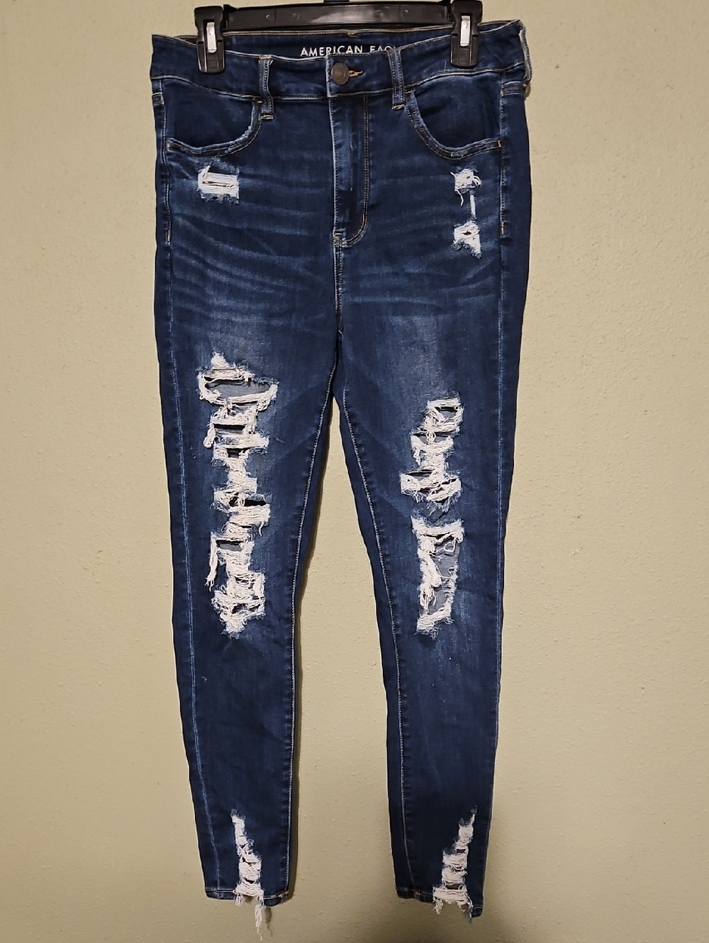 American Eagle Outfitters Dark Blue Ripped Skinny Jeans